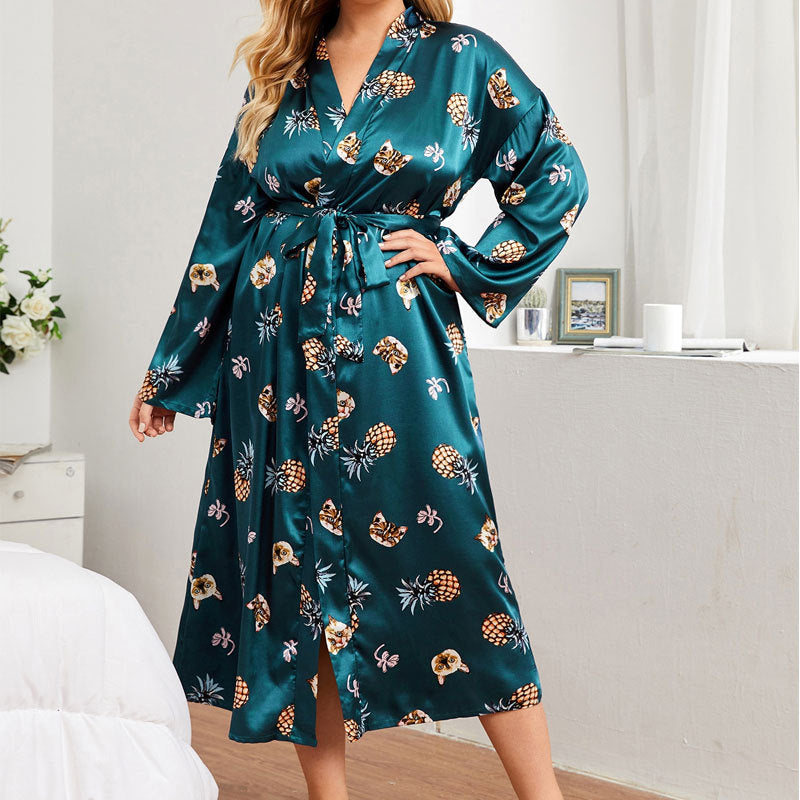 Flower Print Long Robes for Women Flower Print Long Robes for Women